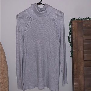 Grey/Blue waffleknit turtleneck